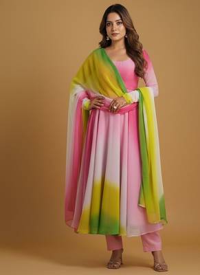 Multicolor tie dye pure georgette salwar suit 2