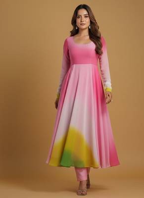 Multicolor tie dye pure georgette salwar suit 3