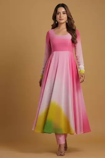 Multicolor tie dye pure georgette salwar suit