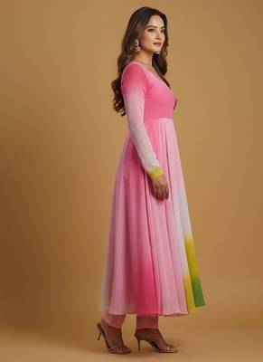 Multicolor tie dye pure georgette salwar suit 4