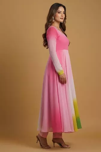 Multicolor tie dye pure georgette salwar suit