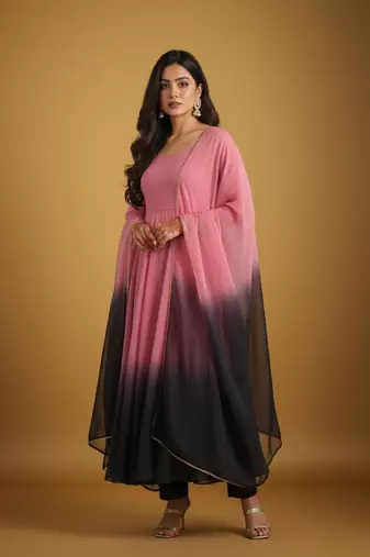 Pink tie dye pure georgette salwar suit