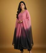 Pink tie dye pure georgette salwar suit