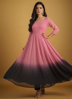 Pink tie dye pure georgette salwar suit 2