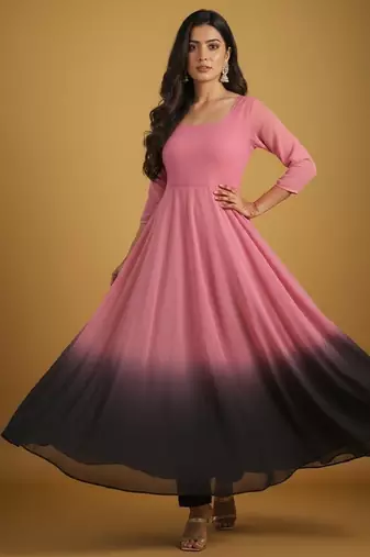 Pink tie dye pure georgette salwar suit