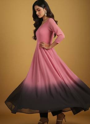 Pink tie dye pure georgette salwar suit 3