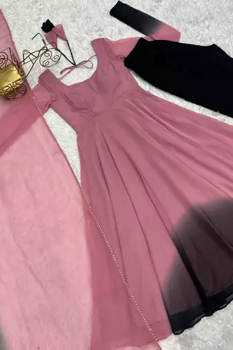 Pink tie dye pure georgette salwar suit