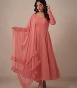 Peach chikankari pure georgette salwar suit