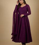 Wine chikankari pure georgette salwar suit