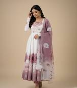 Multicolor printed pure organza salwar suit