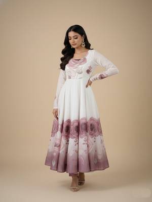 Multicolor printed pure organza salwar suit 2