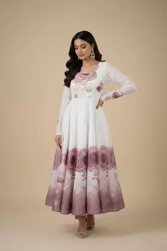 Multicolor printed pure organza salwar suit