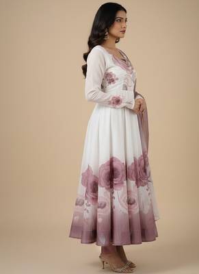 Multicolor printed pure organza salwar suit 3