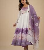 Multicolor printed pure organza salwar suit