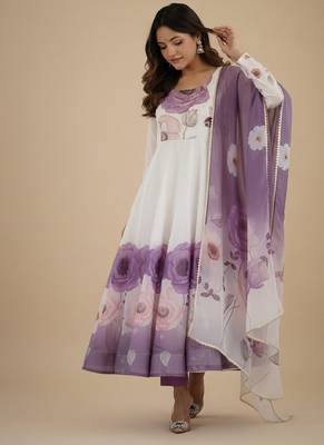 Multicolor printed pure organza salwar suit 2