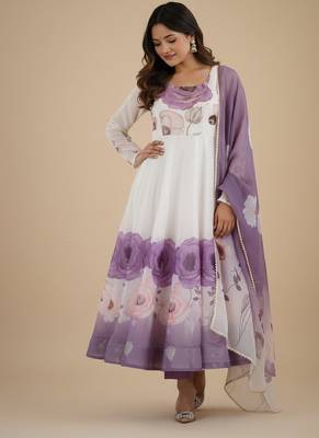 Multicolor printed pure organza salwar suit 3