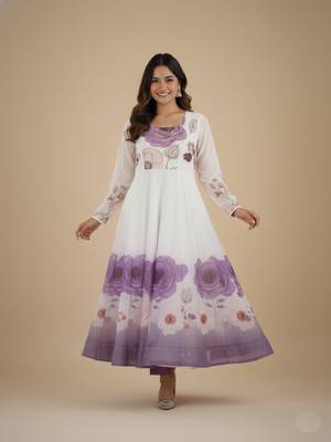 Multicolor printed pure organza salwar suit 4