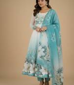 Multicolor printed pure organza salwar suit