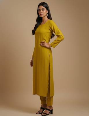 Mustard floral print pure viscose salwar suit 3