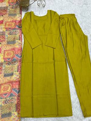 Mustard floral print pure viscose salwar suit 4