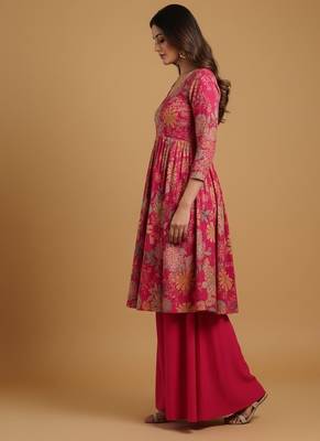 Multicolor printed pure chanderi silk salwar suit 3