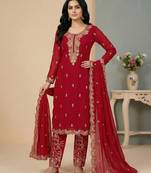 Red thread faux georgette salwar suit