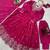 Pink thread embroidery art silk salwar suit