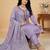 Lavender thread embroidery silk salwar suit