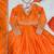 Orange thread embroidery art silk salwar suit