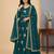 Teal thread embroidery faux georgette salwar suit
