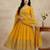 Yellow thread embroidery silk blend salwar suit