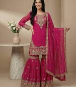 Pink cord faux georgette salwar suit