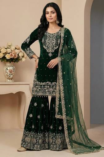Green cord viscose salwar suit