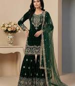 Green cord viscose salwar suit
