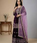 Wine cord viscose salwar suit