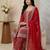 Red thread embroidery faux georgette salwar suit