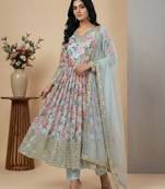 Multicolor sequins faux georgette salwar suit