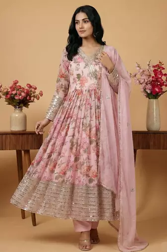 Multicolor sequins faux georgette salwar suit