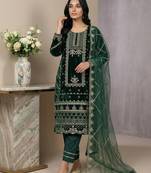 Green embroidered viscose salwar suit