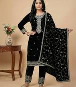 Black sequins viscose salwar suit