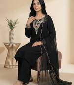 Black sequins faux georgette salwar suit
