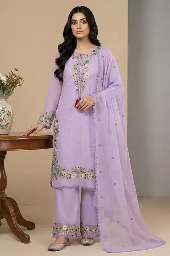 Lavender sequins faux georgette salwar suit