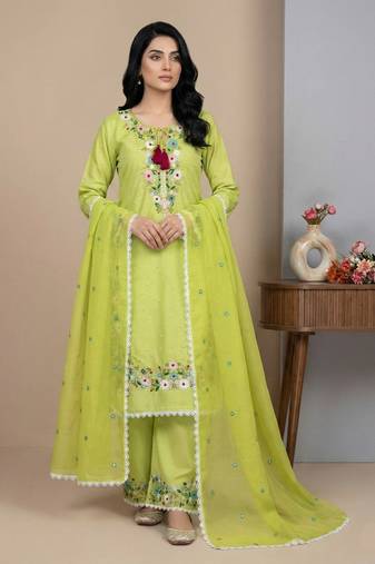Light-yellow sequins faux georgette salwar suit
