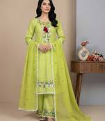 Light-yellow sequins faux georgette salwar suit