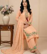 Peach sequins faux georgette salwar suit