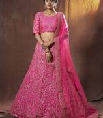 Gorgeous Pink Dori Embroidered Silk Wedding Lehenga Choli With Dupatta