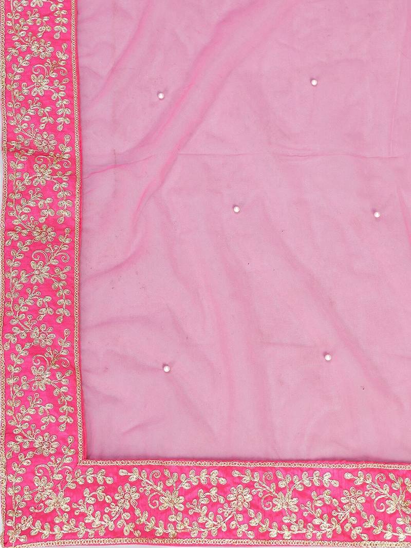 Gorgeous Pink Dori Embroidered Silk Wedding Lehenga Choli With Dupatta