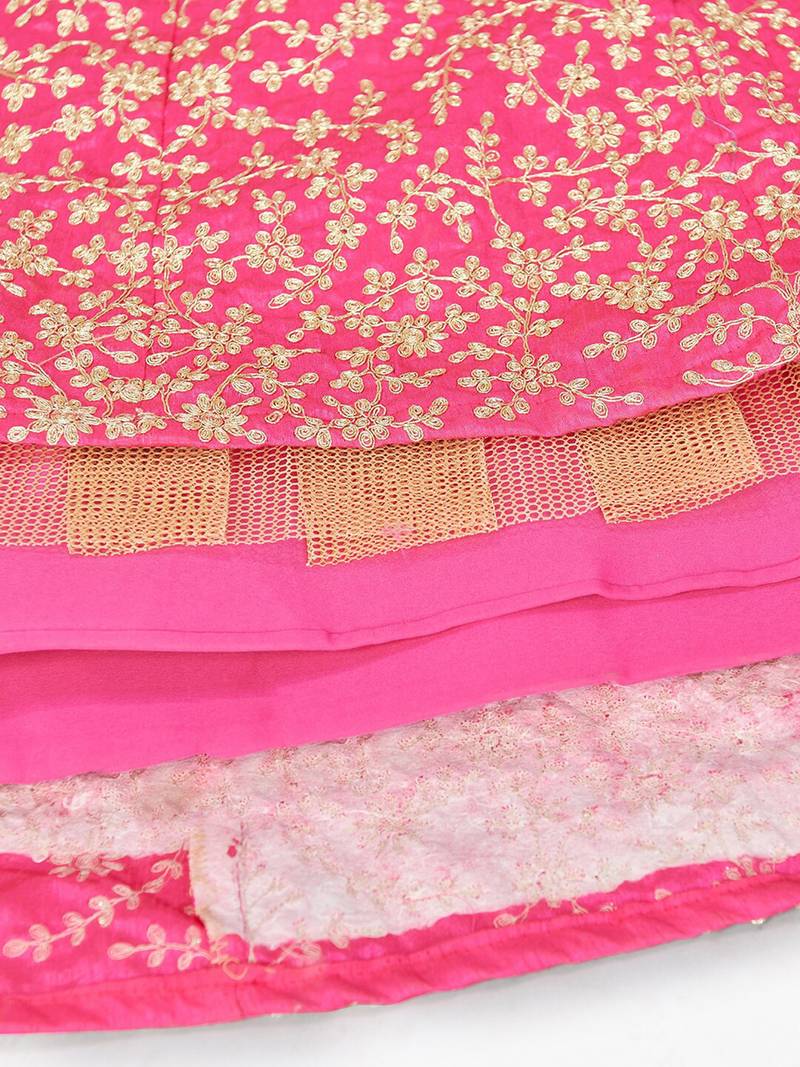 Gorgeous Pink Dori Embroidered Silk Wedding Lehenga Choli With Dupatta