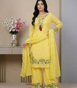 Yellow sequins faux georgette salwar suit