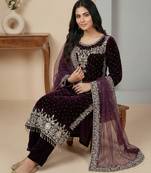 Wine moti pure viscose salwar suit
